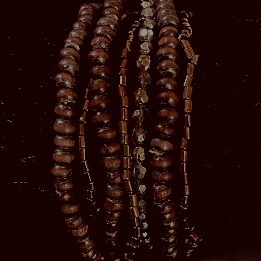 Brown Beaded Bracelet Set